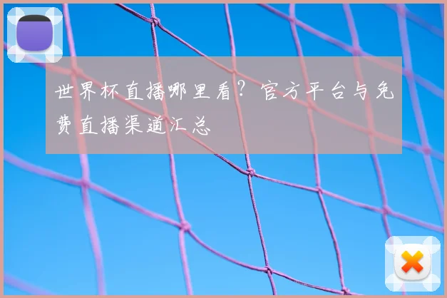 世界杯直播哪里看？官方平台与免费直播渠道汇总